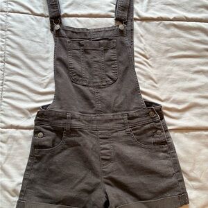Women's Black Denim Overall Shorts